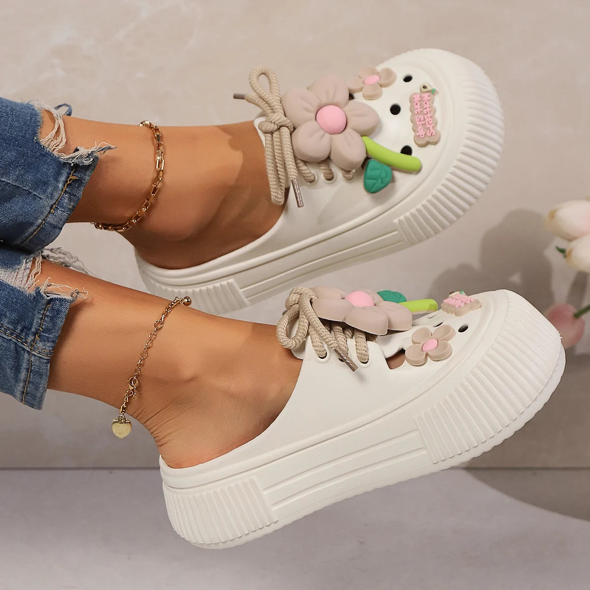 Summer Women Slippers, Cute Decoration Platform Sandals, Casual Outdoor Clogs, Beach Sandal, Non-slip Slides, Indoor Home Shoes 35-42