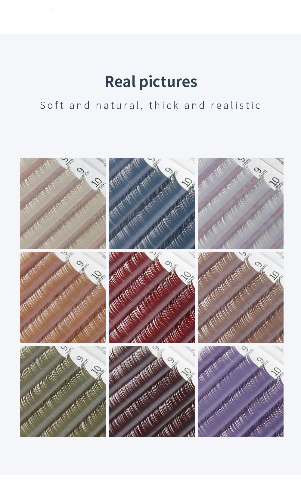 Colored Lashes, Lake Blue/ Lavender/ Cinnamon/ Dark Green/ Matcha Grey, Individual Natural False Colorful Eyelash Extension, GLAMLASH