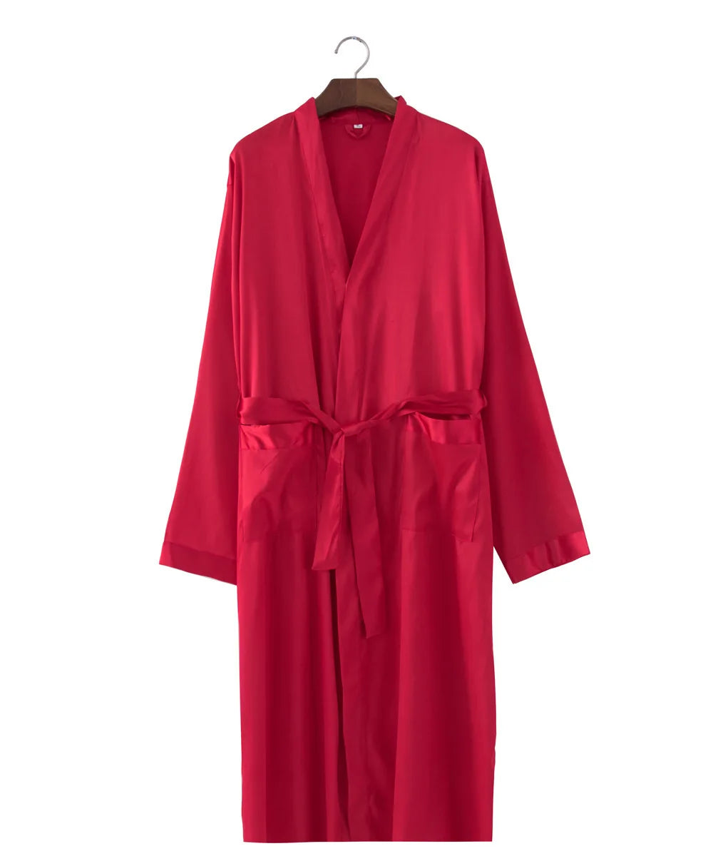 Plus Size 3XL, Men Long Bathrobe Sleepwear, Black Bridegroom Wedding Robe, Spring Summer Sleepwear, Nightwear, Loose Satin Home Wear