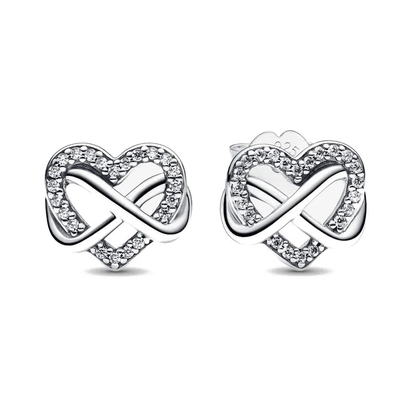 New S925 Silver Colored Zircon Necklace Earrings Suitable for Valentine's Day, Mother's Day, Anniversary Gift DIY Charm Jewelry