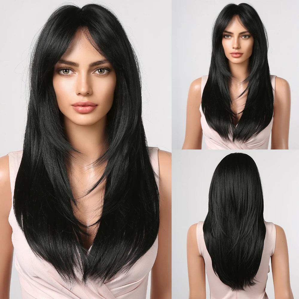 White Long Straight Synthetic Wigs for Women, Colorful Cosplay Party Fake Hair with Bangs, White Wig, HighTemperature Fiber, HENRY MARGU