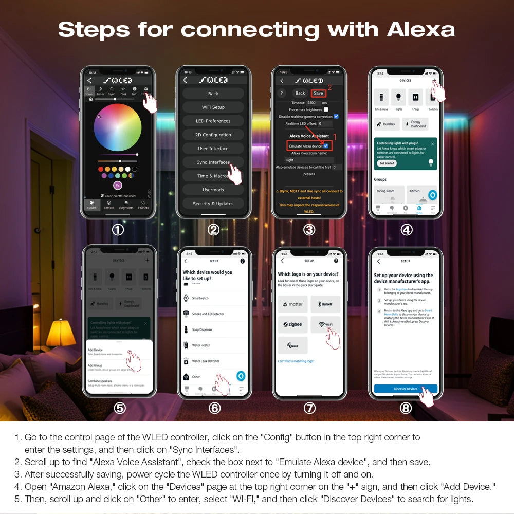 WLED LED Controller, ESP32, Mic Music UART RGB IC Digital Lights Addressable String Lighting, GLEDOPTO