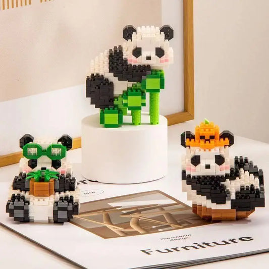 Juguetes educativos para niños Creative DIY, animales ensamblables, bonitos mini bloques de construcción de panda estilo chino, modelo de ladrillos.