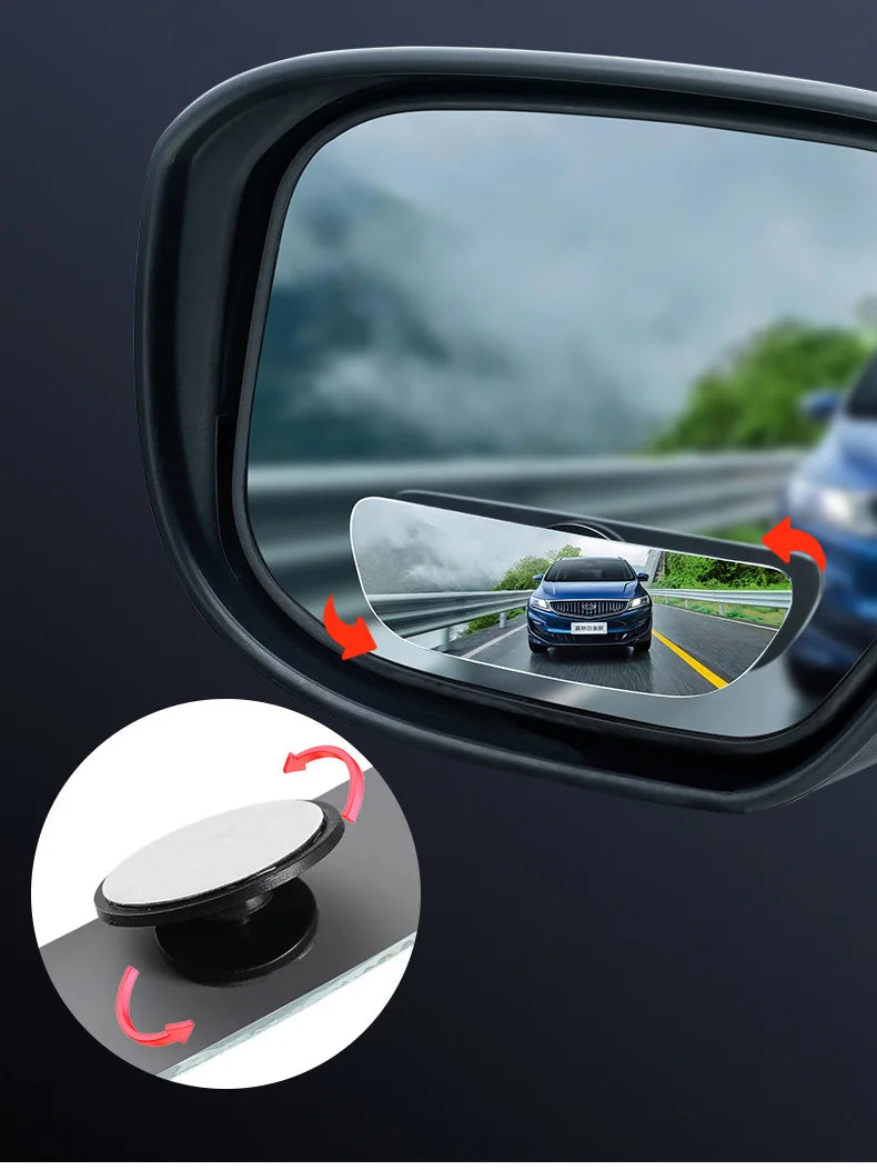 360 Degree Adjustable Angle HD Glass Blind Spot Mirror, Car Rearview Mirror, Frameless Wide-angle Rearview Auxiliary Mirror