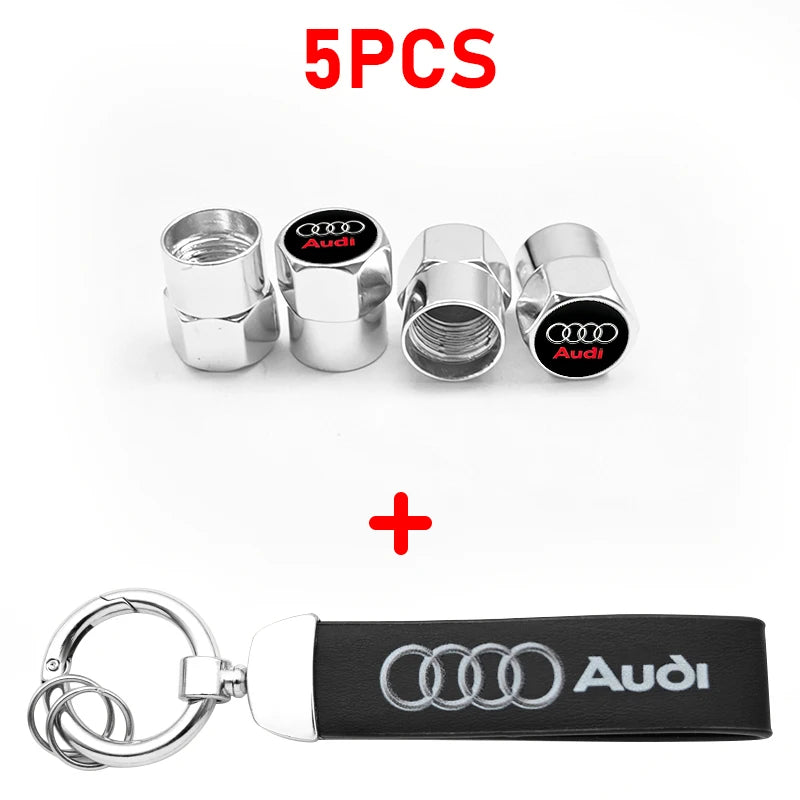 Anti-Rust Car Tire Valve Stem Caps Suede Keychain For Audi Sline A3 A1 A4 A6 B8 A5 B7 C7 A7 A8 B9 B6 C6 R Auto Wheel Accessories