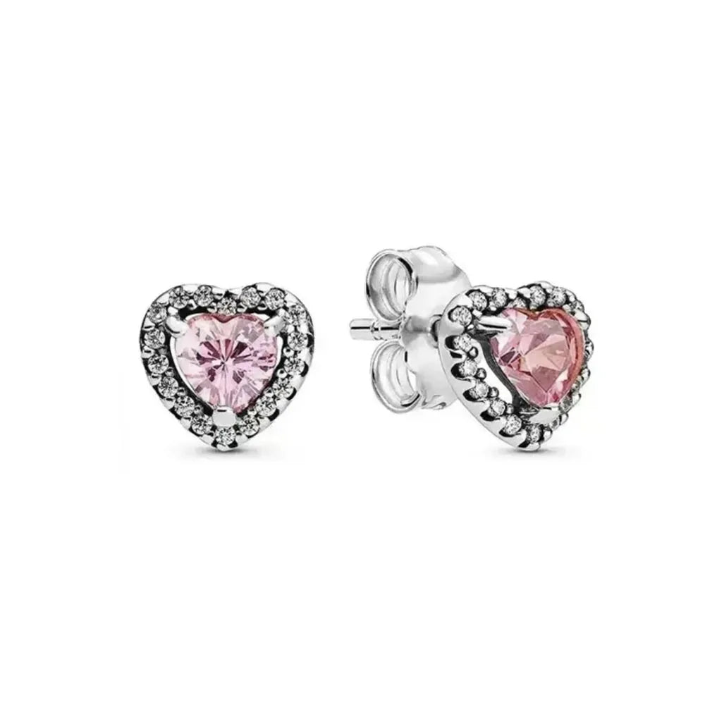 New S925 Silver Colored Zircon Necklace Earrings Suitable for Valentine's Day, Mother's Day, Anniversary Gift DIY Charm Jewelry