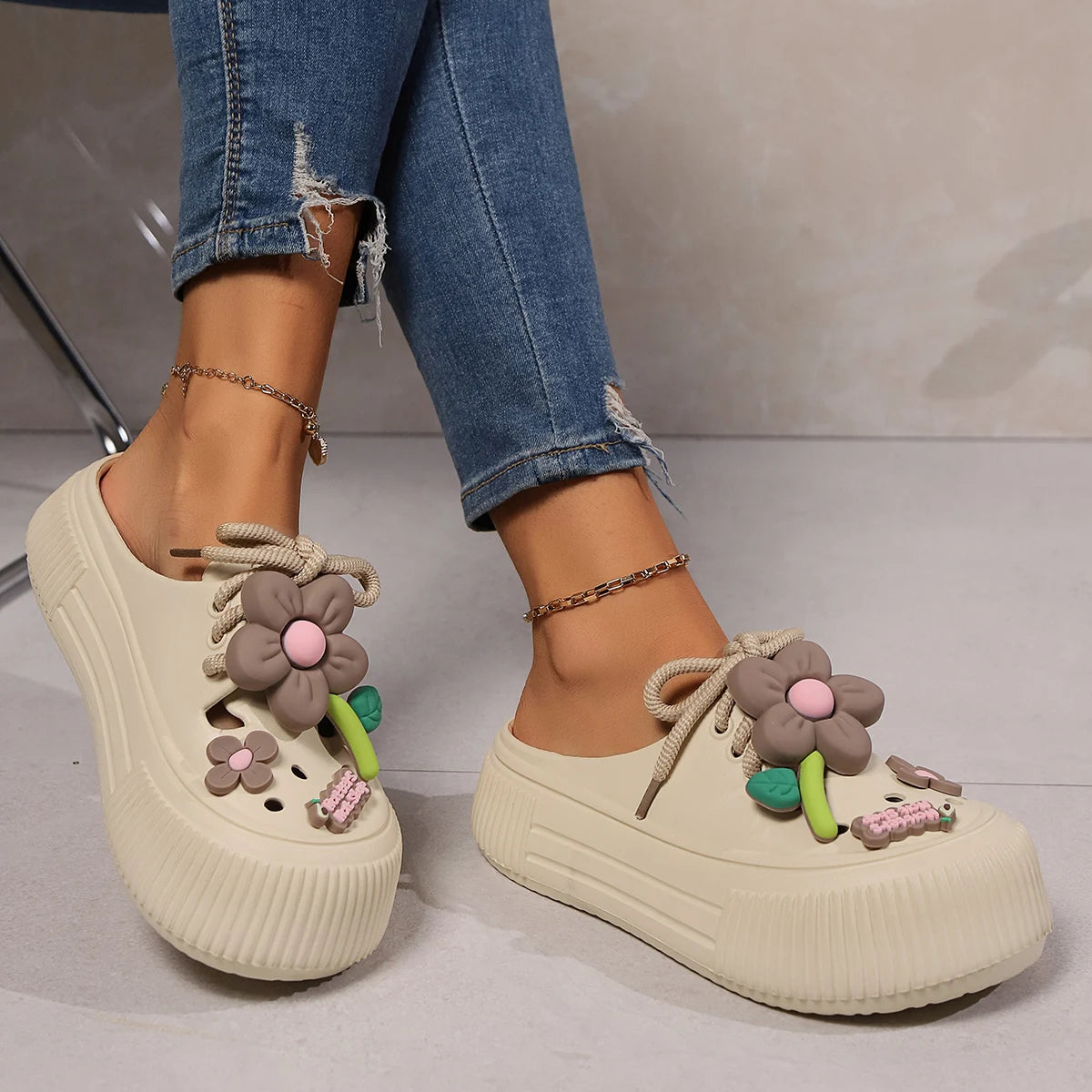 Summer Women Slippers, Cute Decoration Platform Sandals, Casual Outdoor Clogs, Beach Sandal, Non-slip Slides, Indoor Home Shoes 35-42