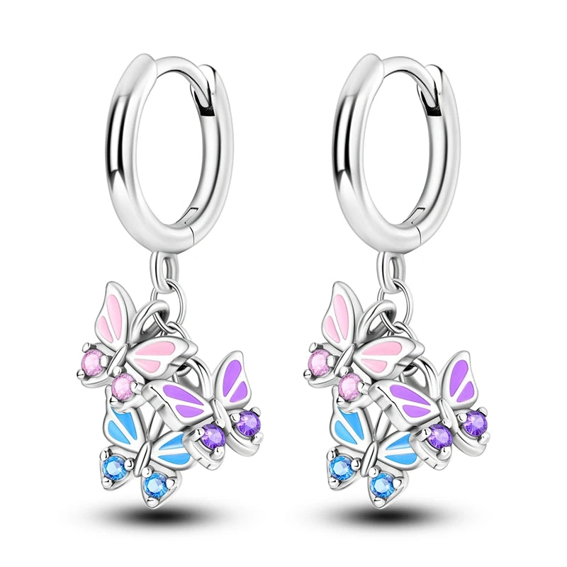 925 Sterling Silver Colored Zirconium Stars Hoop Earrings For Women Jewelry, Anniversary WeddingMaking Jewelry Gift