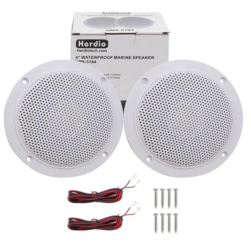 Herdio 4'' 160W 2PCS Waterproof Ceiling Speaker, Surround Sound Speaker For Kitchen Bathroom Yacht Outdoor Boat Home