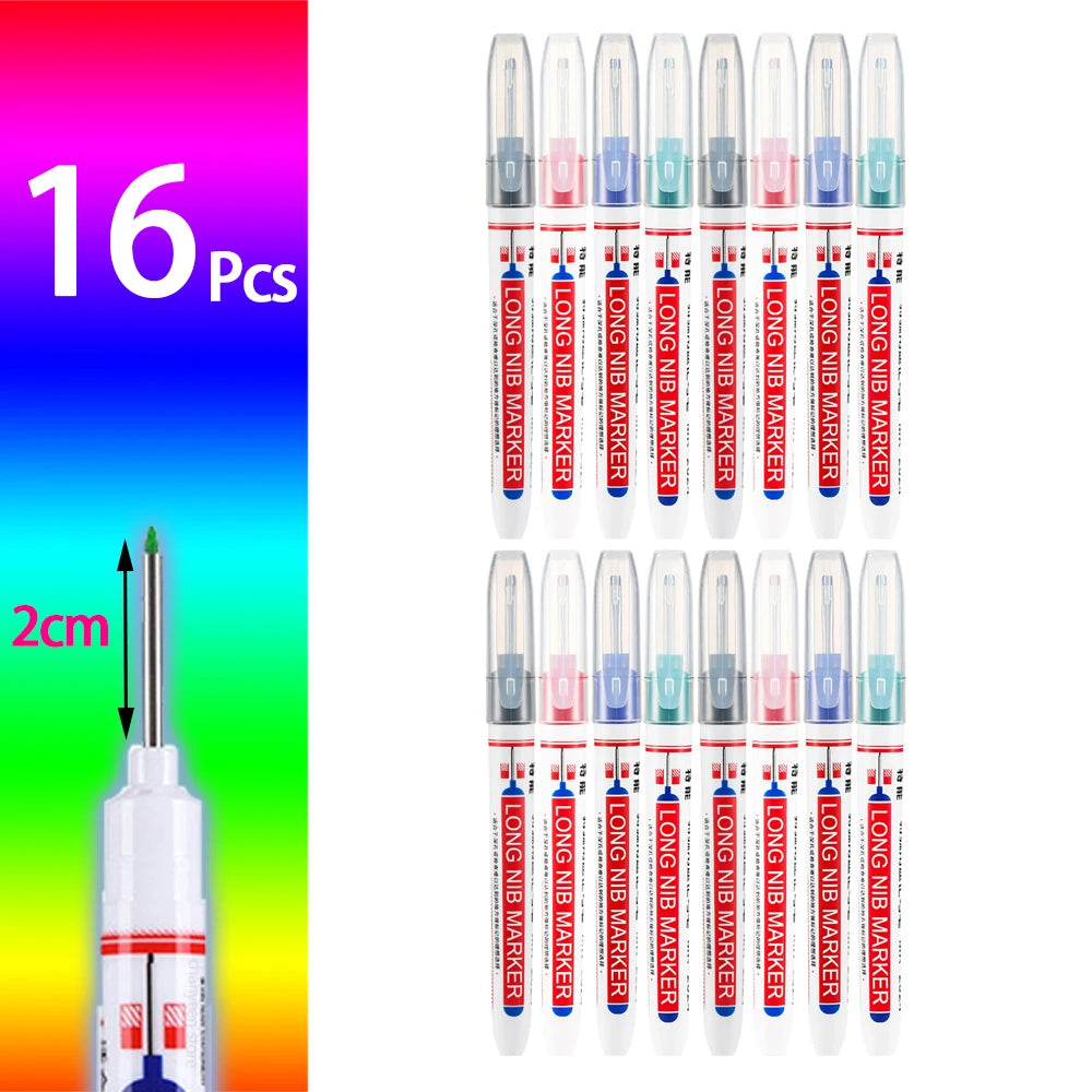 4-80Pcs, 2cm, Waterproof Long Head Markers, Deep Hole Marker Pen for Metal Carpenter, Red/ Black/ Blue/ Green Ink Woodworking Tools