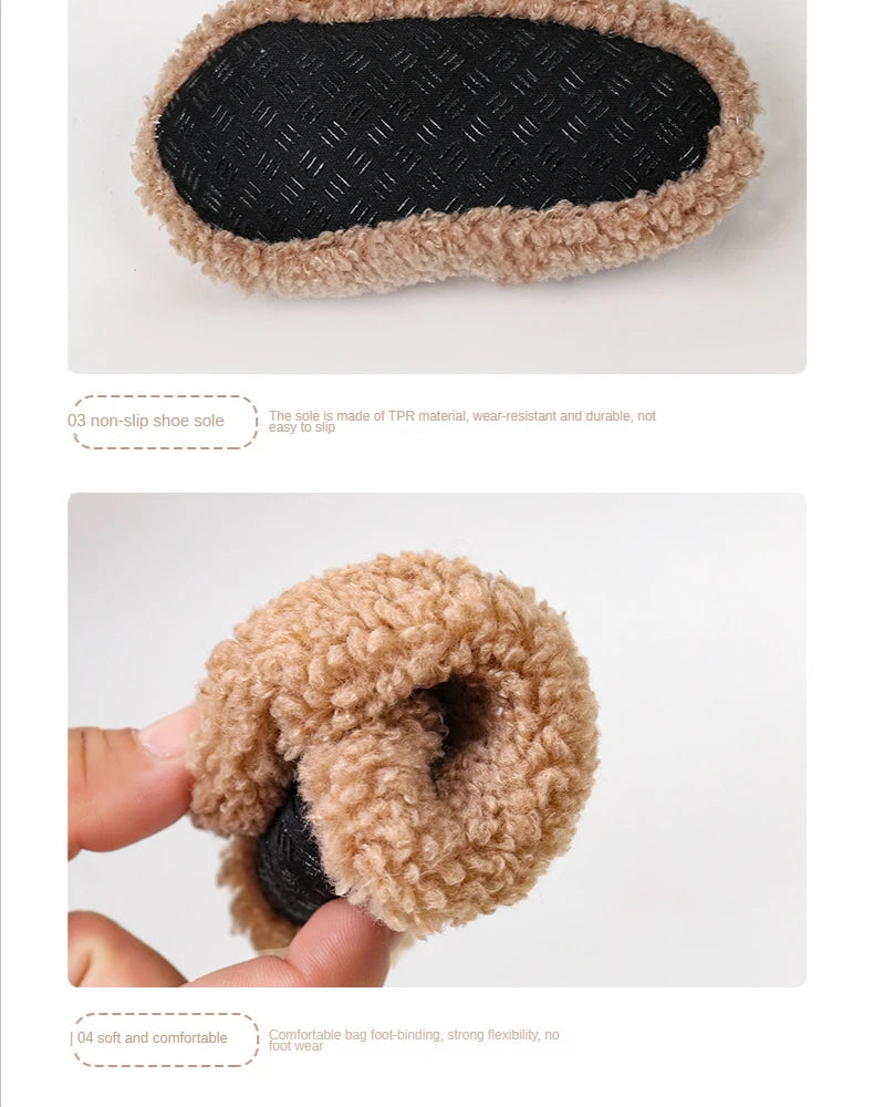 Autumn Winter Warm Baby Slippers, Toddler Plush Floor Sock Shoes, Boys Girls Soft Anti-slip Walking Shoes, Indoor Home Kids Socks