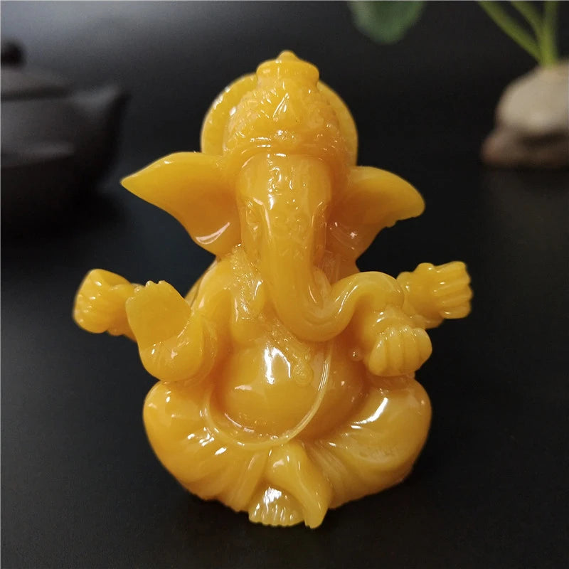 Bronze Color Lord Ganesha Statue, Buddha Ornaments, Elephant Hindu God Sculpture Figurines For Home Office Decoration, Buddha Statues
