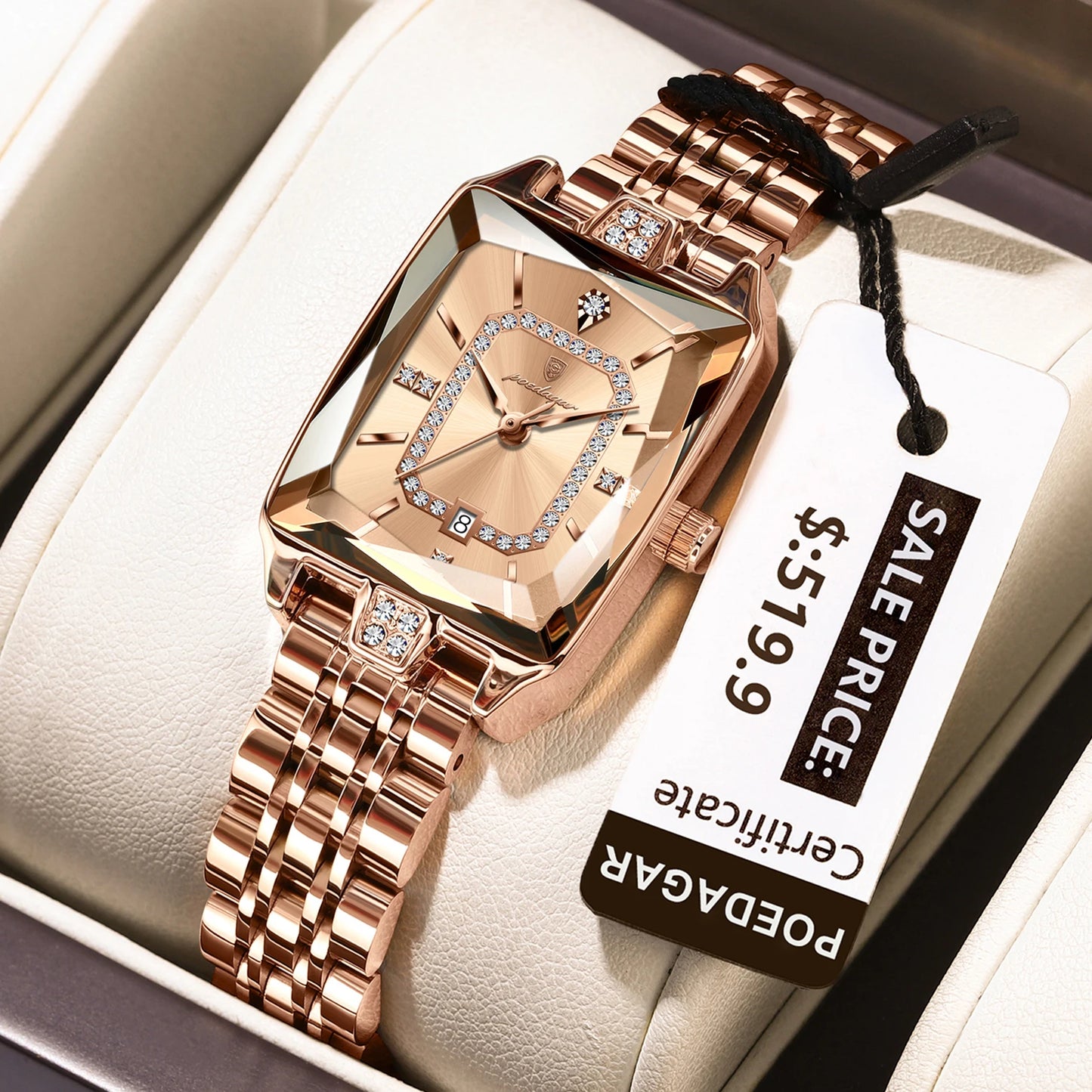 Luxury Watch For Woman, Waterproof Calendar High Quality Ladies Watch, Stainless Steel Quartz Women's Watches With Elegant Box, POEDAGAR
