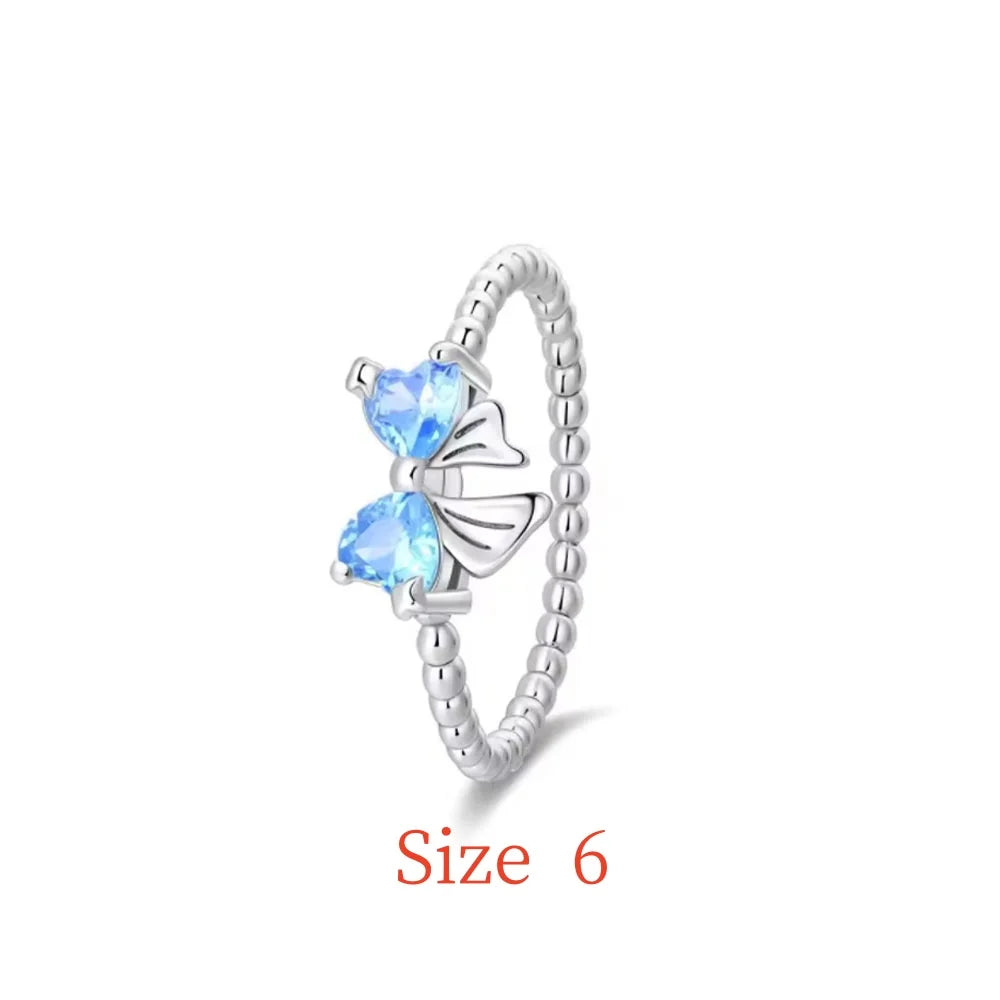 New 925 Silver bow Heart-shaped Ring Necklace, Suitable for Valentine's Day, Holiday Gifts for Women, DIY High-end, Fashion Jewelry