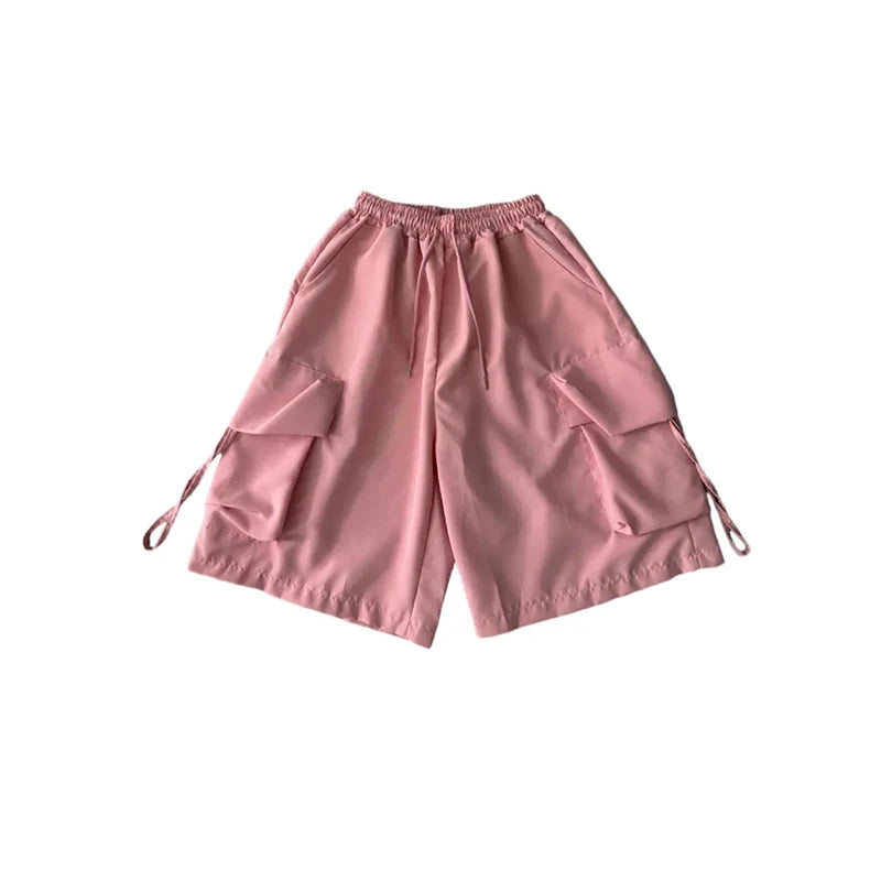Women High Waist Cargo Shorts, American Style Streetwear, Summer Wide Leg Pants, Fashion Female Big Pocket Loose Shorts New, ZOKI