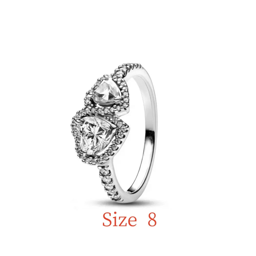 New 925 Silver bow Heart-shaped Ring Necklace, Suitable for Valentine's Day, Holiday Gifts for Women, DIY High-end, Fashion Jewelry