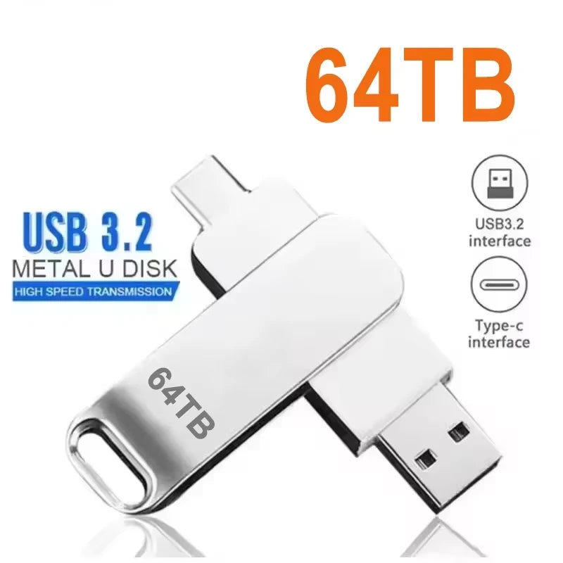Nueva unidad flash USB 3.2 de 16 TB, transferencia de alta velocidad, pendrive de metal, tarjeta de memoria, disco flash, memoria a prueba de agua, Stick 2026