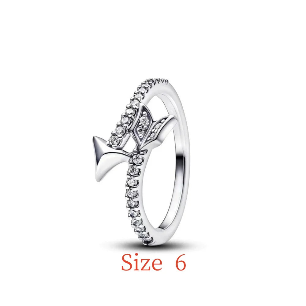 New 925 Silver bow Heart-shaped Ring Necklace, Suitable for Valentine's Day, Holiday Gifts for Women, DIY High-end, Fashion Jewelry