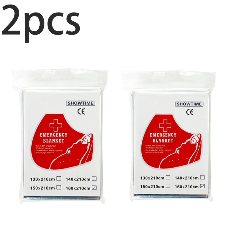 1/2/10Pcs, Emergency Blanket, Outdoor Survival First Aid, Military Rescue Kit, Windproof Waterproof Foil, Thermal Blanket for Camping