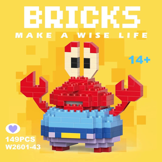 Cute building blocks Spongebob Patrick Squidward Mr. Crab Gary Plankton small particle assembly building blocks