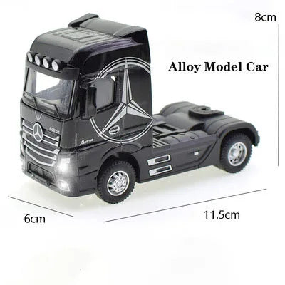 1:50 Diecast Alloy Truck Head Model Toy, Container Truck Pull Back With Light Engineering, Transport Vehicle Boy Toys For Children