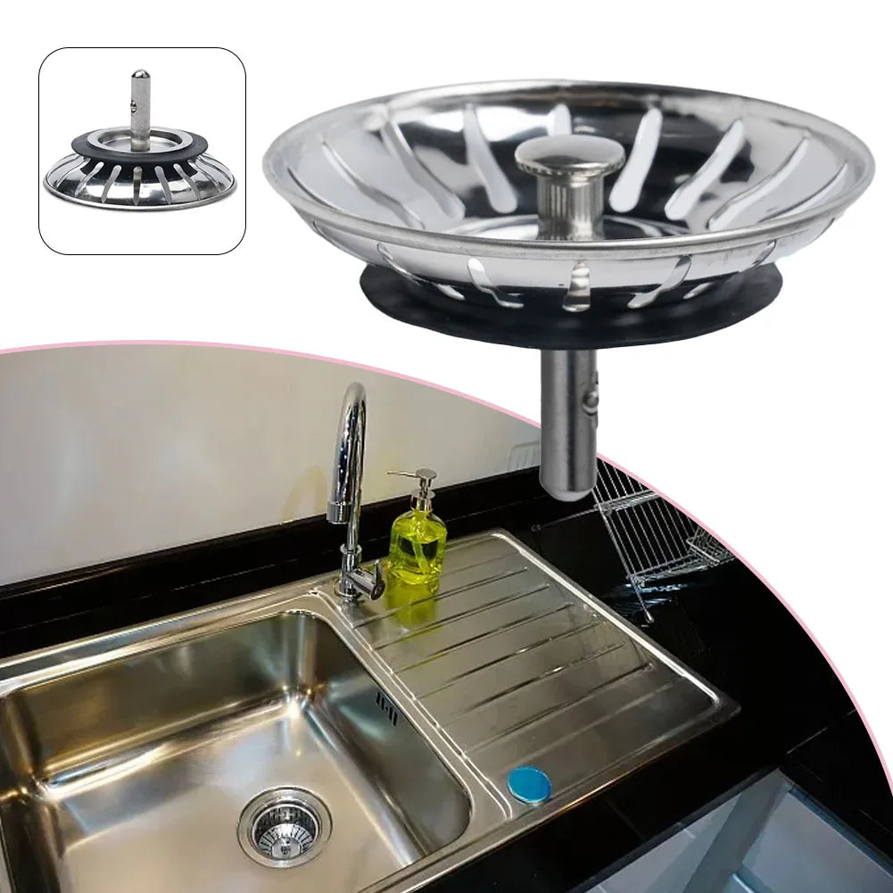1Pc, Strainer, Premium Stainless Steel Replacement Kitchen Sink Strainer, Waste Drain Plug, 80mm, Basin Drain Stopper, Leach Basket