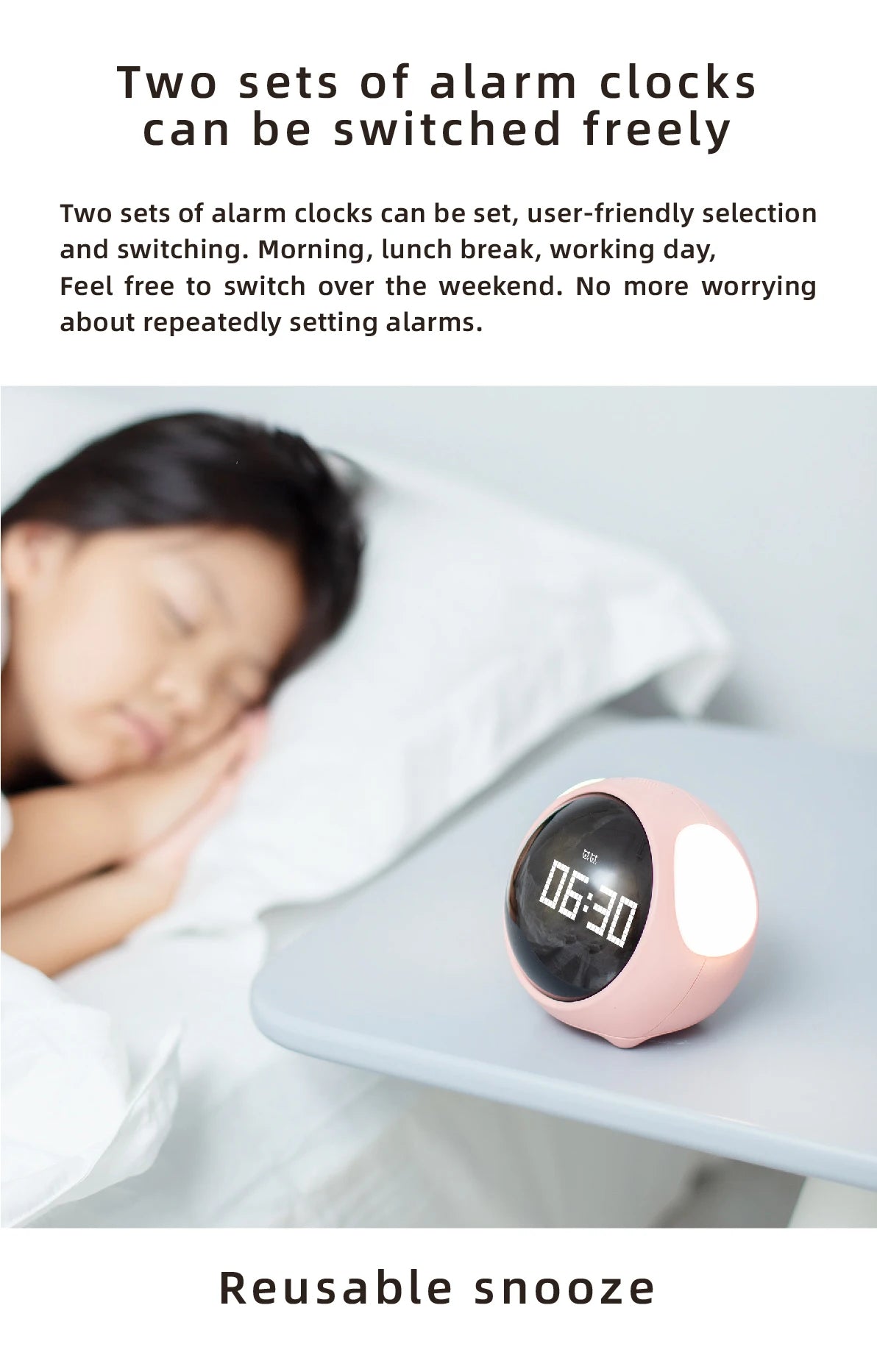Child Alarm Clock, Digital Emotion Table Clock, Light Cute Cartoon Alarm Clock For Kids, Digital, Touch Sensing