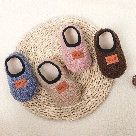 Autumn Winter Warm Baby Slippers Toddler Plush Floor Sock Shoes Boys Girls Soft Anti-slip Walking Shoes Indoor Home Kids Socks