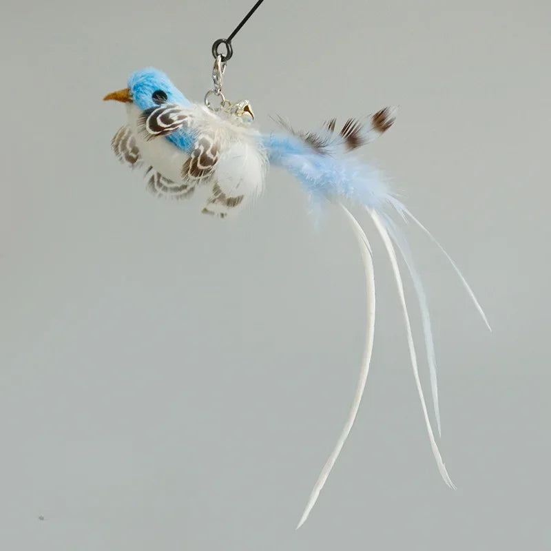 Interactive Cat Toy Hands-Free Cat Stick Playing Kitten Playing Teaser Wand Toy Suction Cup Bird/Feather Cat Wand Pet Supplies