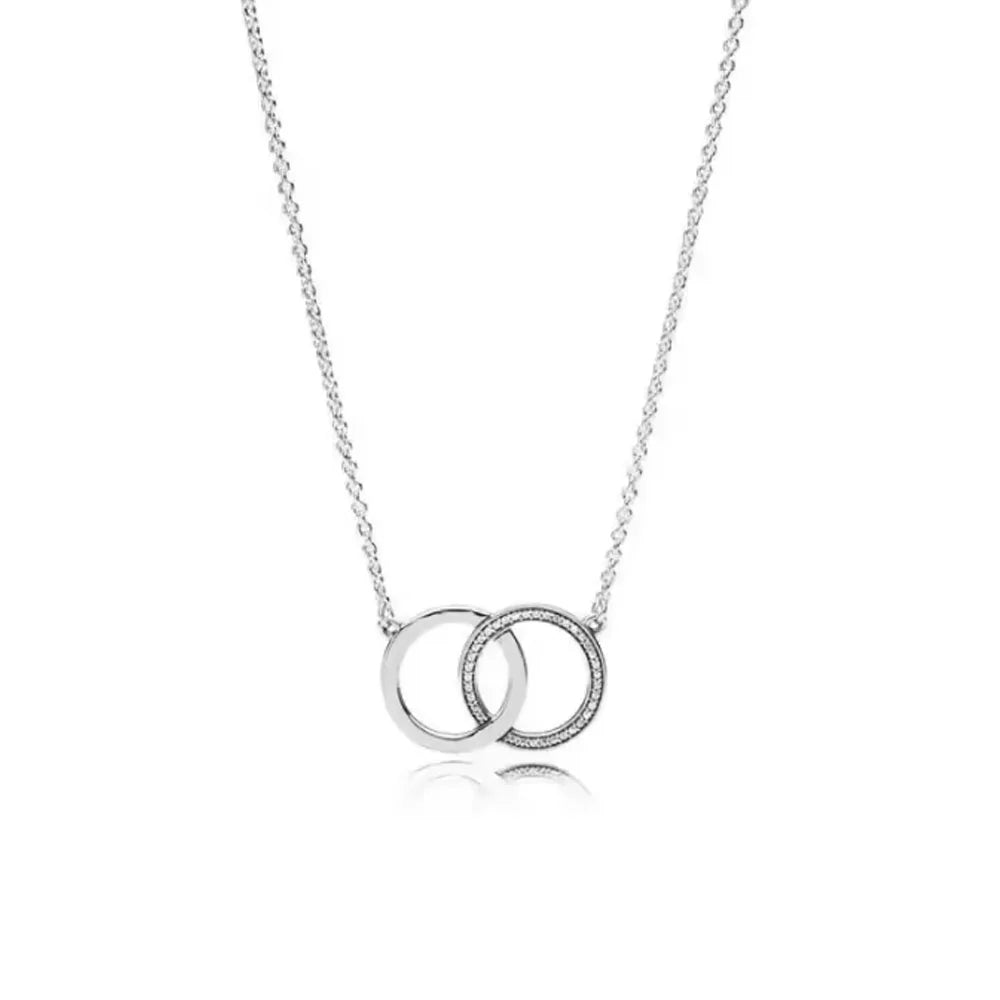 New 925 Silver bow Heart-shaped Ring Necklace, Suitable for Valentine's Day, Holiday Gifts for Women, DIY High-end, Fashion Jewelry