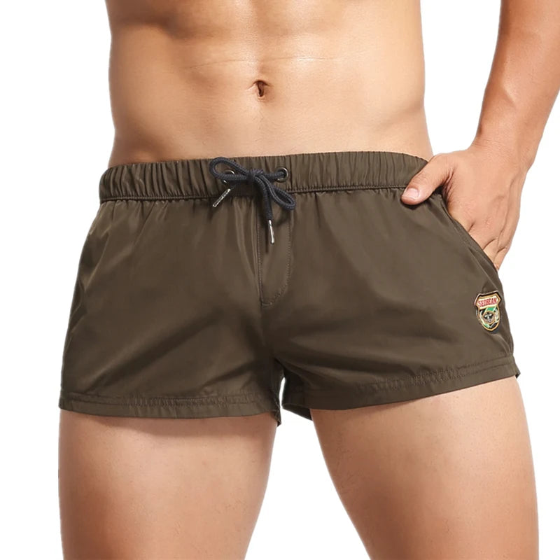 Men's Summer Beach Shorts, Swimwear Trunks Board Short Pants, Male Gym Shorts, Swim Surf Fitness Quick Dry Shorts, SEOBEAN