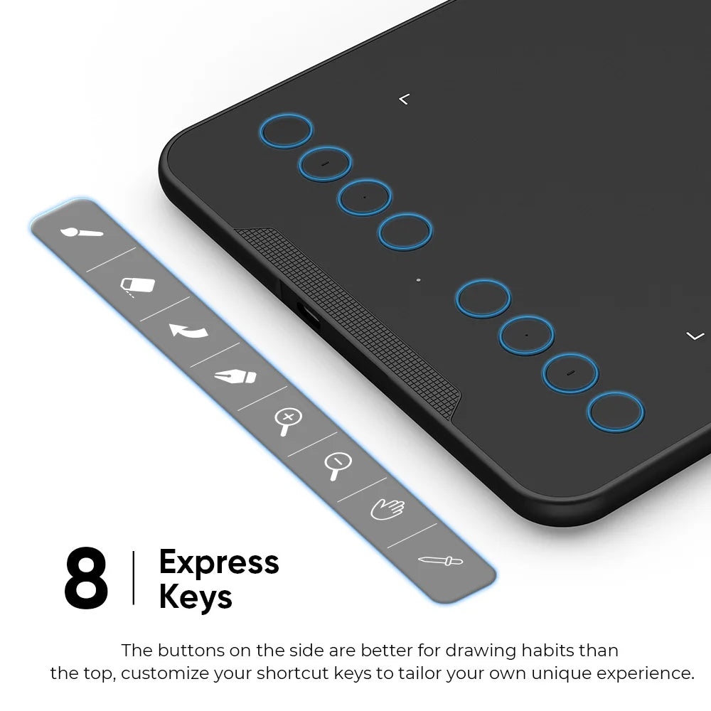 XPPen Deco Mini7 V2 Graphics Tablet, 7*4.3 Inch Digital Drawing Tablet, 8 Keys 16384 Levels 60 Tilt for Art Drawing Signature