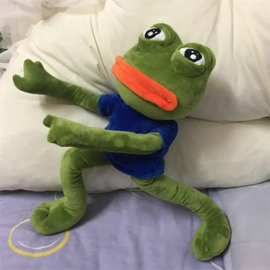 Peluche de rana triste de 45 cm, almohada suave de felpa con expresión mágica, Pepe la rana triste, muñeco de peluche de animal, regalos de cumpleaños para niños y niñas