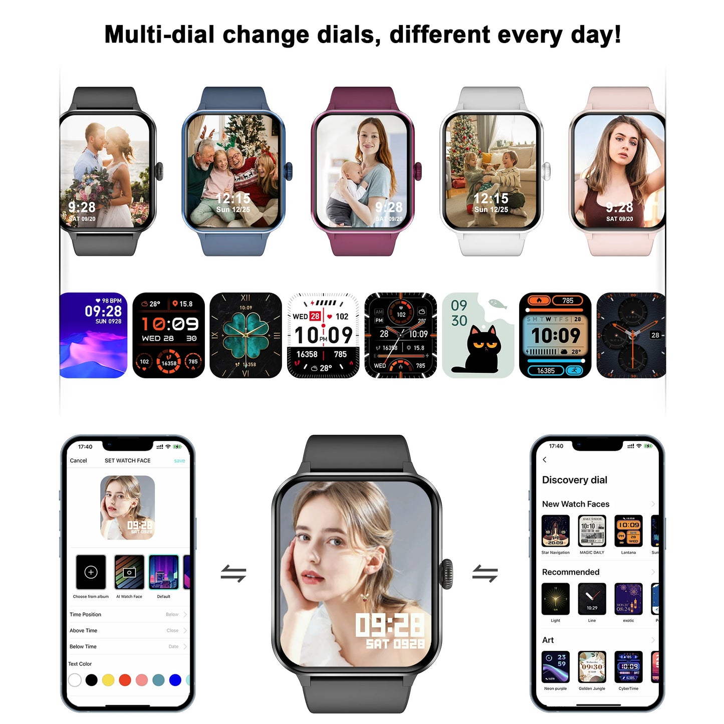 Blackview R50 Smart Watch, Heart Rate Monitor 1.85'' HD Screen, 100+ Sport Modes, Men Women, Outdoor Watch for IOS Android