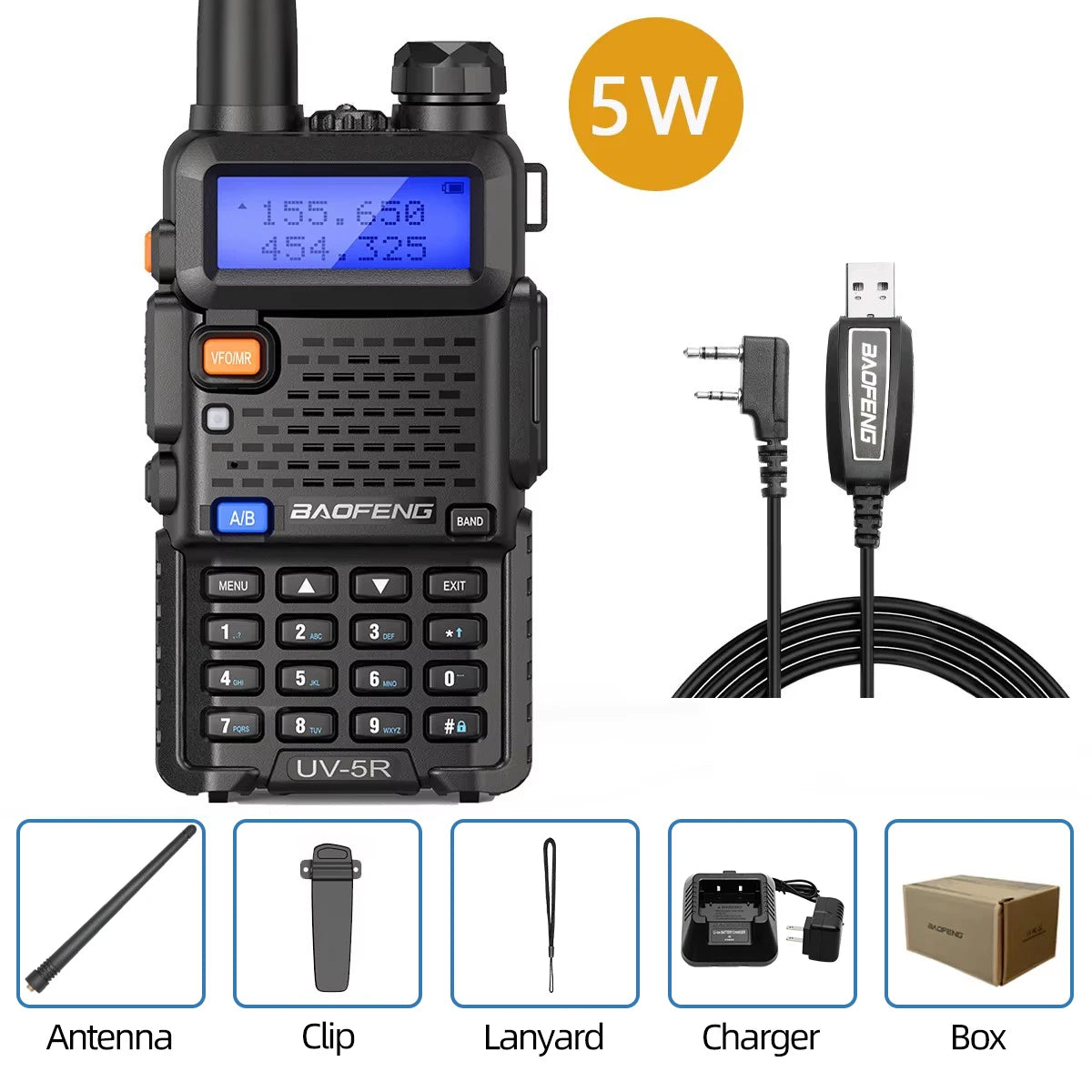 Walkie Talkie, UV 5R 5W 8W Dual Band Ham Two Way Radio, Vhf Uhf FM Radio, Handheld Transceiver, Hunting 16KM, BAOFENG