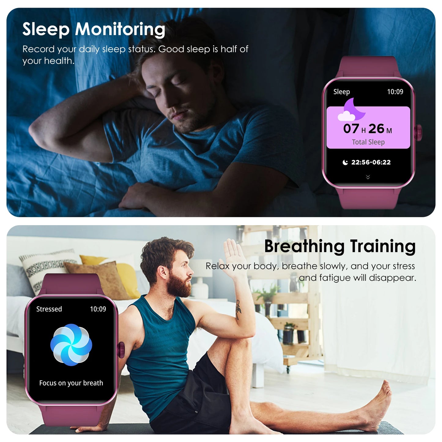 Blackview R50 Smart Watch, Heart Rate Monitor 1.85'' HD Screen, 100+ Sport Modes, Men Women, Outdoor Watch for IOS Android
