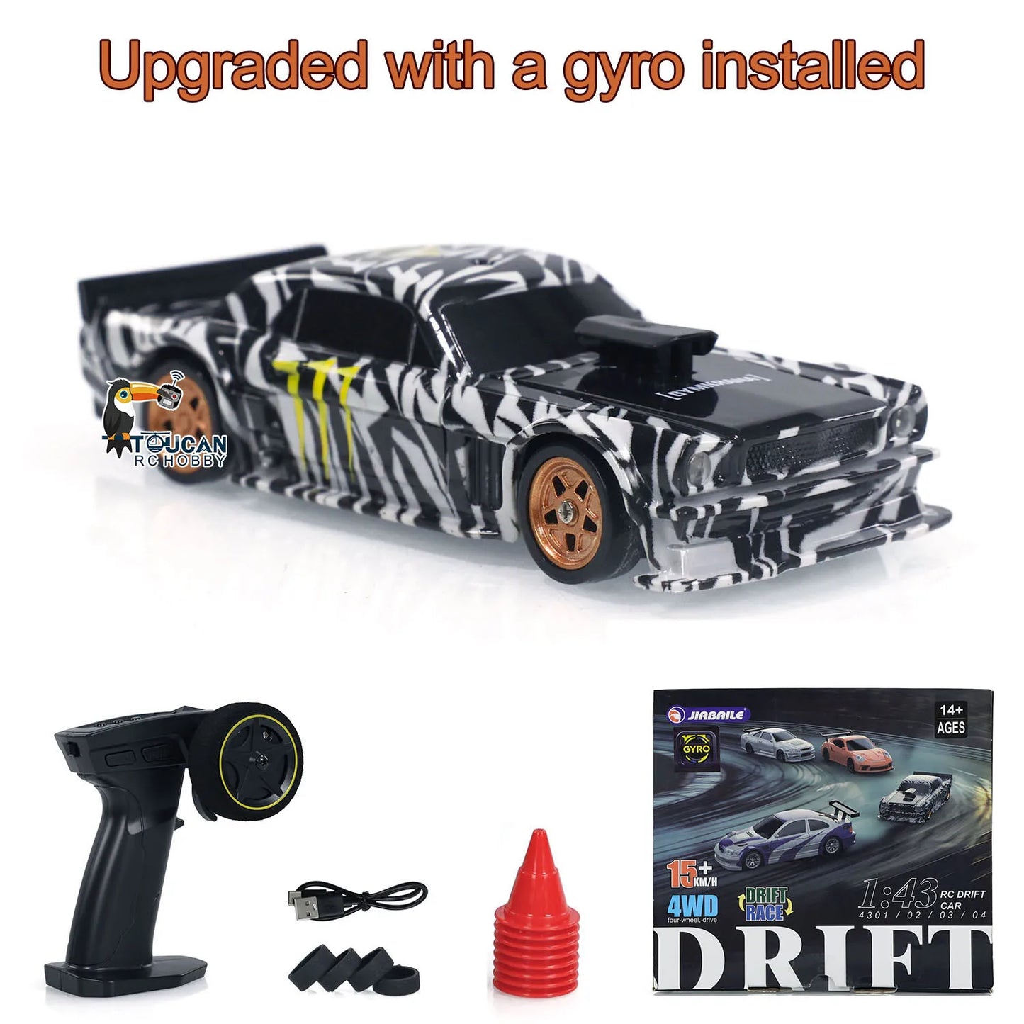New RC Drift Car, Upgraded Gyro 1/43 Racing RTR 4WD Four-wheel Drive High Speed Radio Control Model 2.4g, Drift Race Car Mini Gift