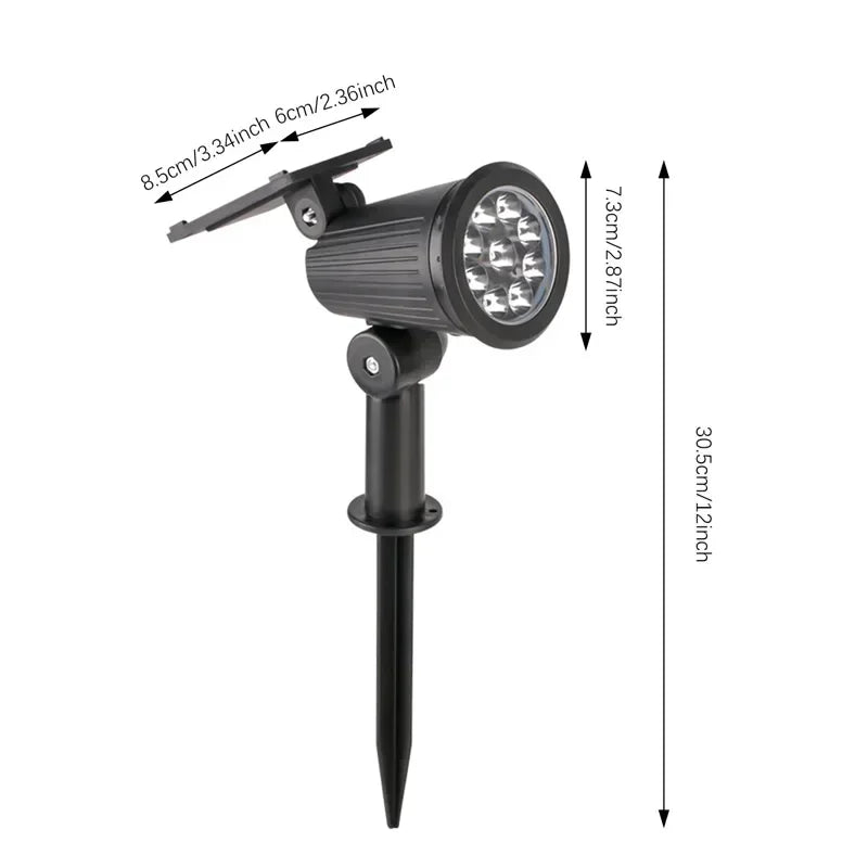 9 LEDs Solar Spotlights, Outdoor IP65 Waterproof, Spot Lights, Brightness Adjustable for Garden Backyard Driveway Patio Decor