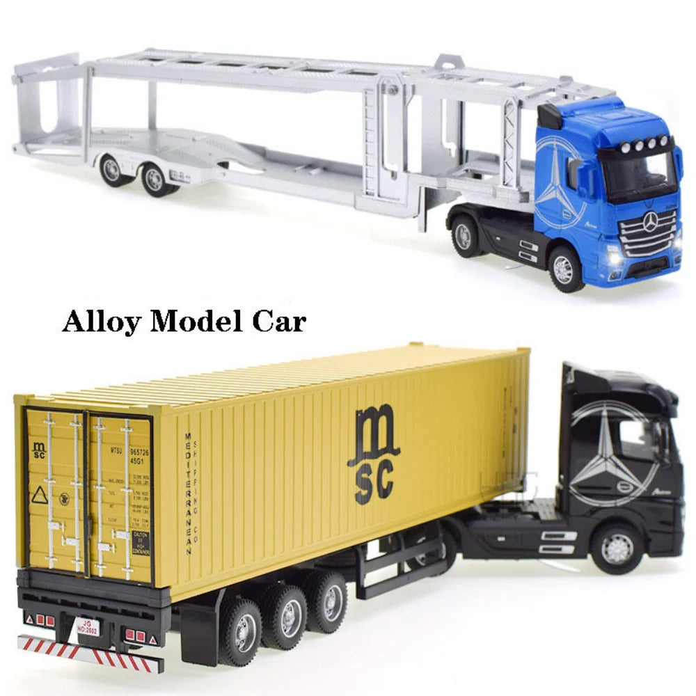 1:50 Diecast Alloy Truck Head Model Toy, Container Truck Pull Back With Light Engineering, Transport Vehicle Boy Toys For Children