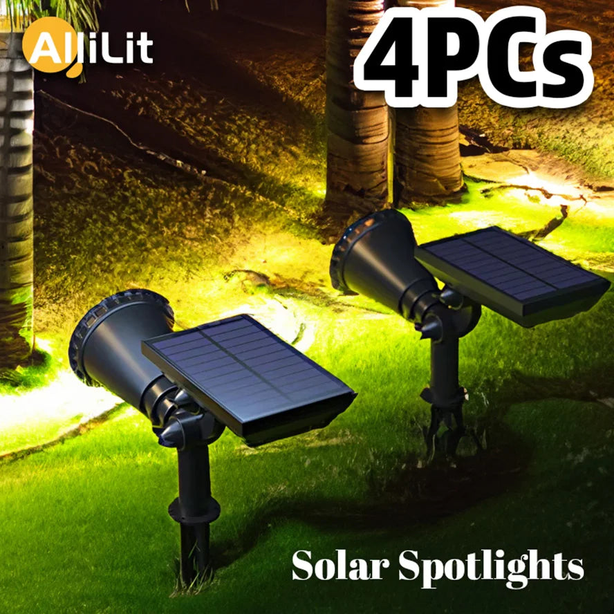 9 LEDs Solar Spotlights, Outdoor IP65 Waterproof, Spot Lights, Brightness Adjustable for Garden Backyard Driveway Patio Decor