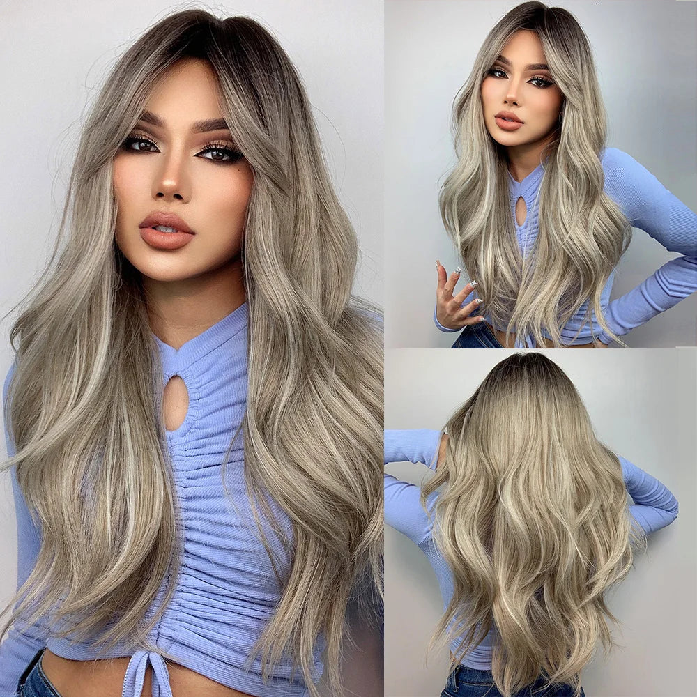 White Long Straight Synthetic Wigs for Women, Colorful Cosplay Party Fake Hair with Bangs, White Wig, HighTemperature Fiber, HENRY MARGU
