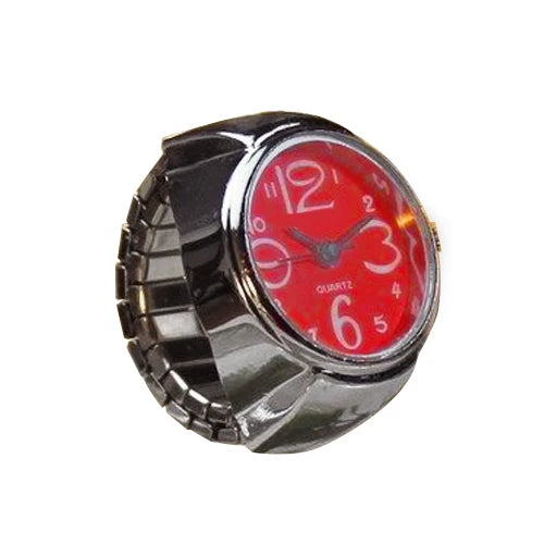 Vintage Punk Finger Watch, Mini Elastic Strap Alloy Watch, Couple Rings, Jewelry Clock, Retro Roman Quartz Watch Rings, For Women, For Men