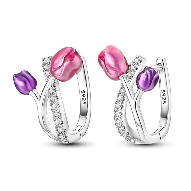 925 Sterling Silver Colored Zirconium Stars Hoop Earrings For Women Jewelry, Anniversary WeddingMaking Jewelry Gift