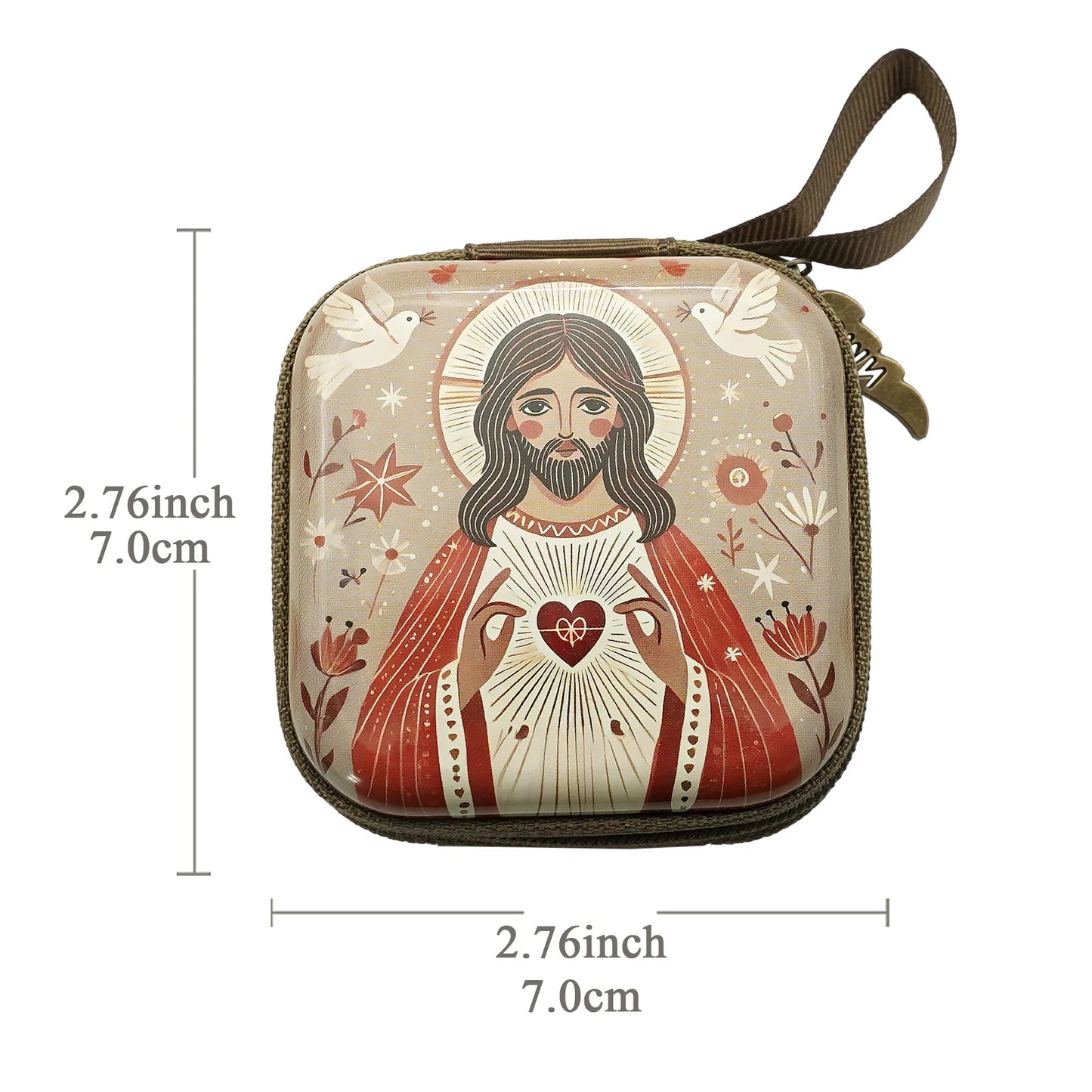 7x7cm, Virgin Mary Jesus Prayer Rosary Bag, Religious Jewelry Storage Box, Articulos Religiosos Catolico