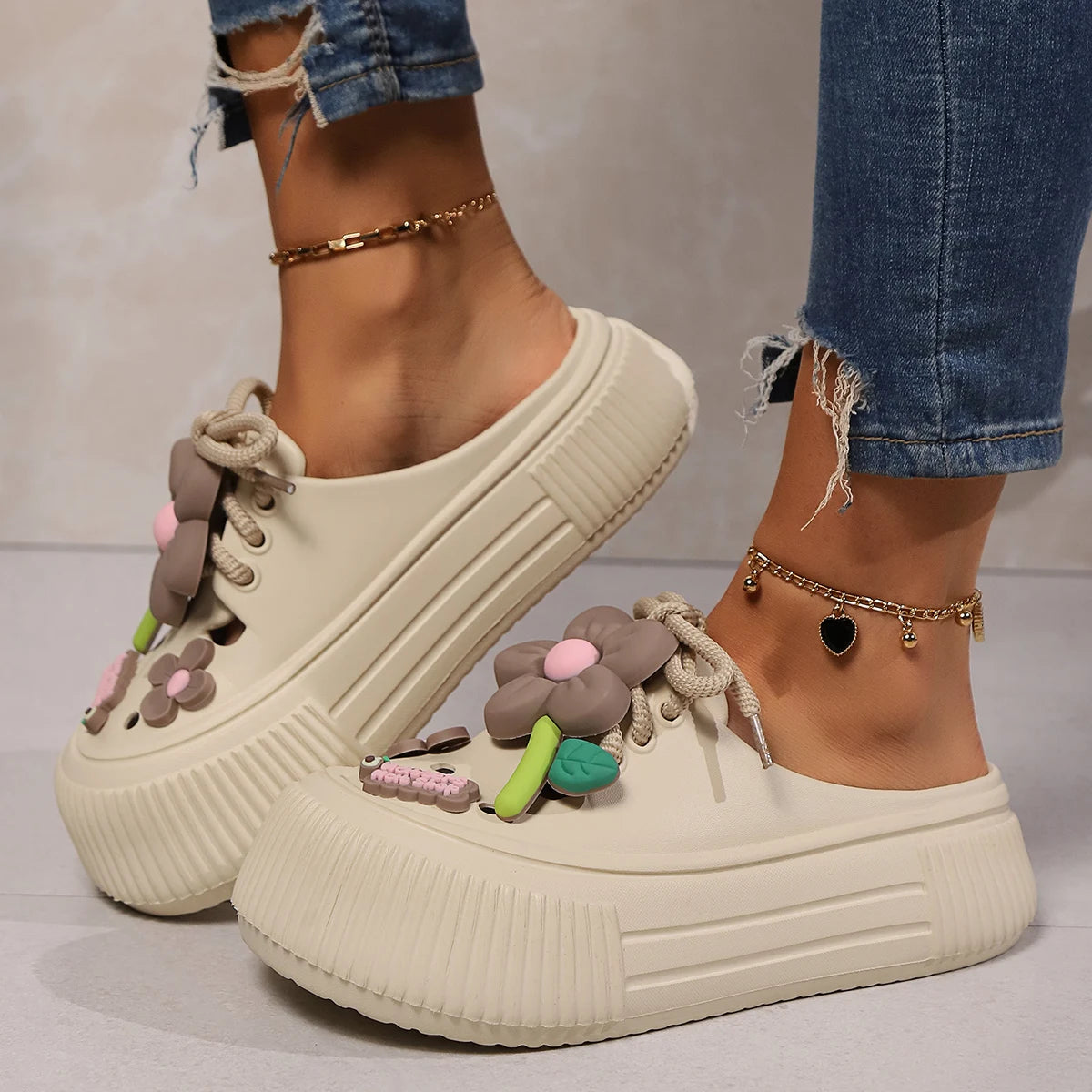 Summer Women Slippers, Cute Decoration Platform Sandals, Casual Outdoor Clogs, Beach Sandal, Non-slip Slides, Indoor Home Shoes 35-42
