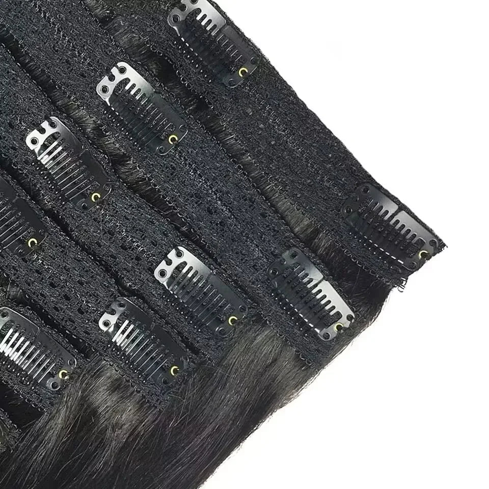 Clip In Hair Extensions, Human Hair Brazilian Straight Clip In Natural Black Color, Clip-In Remy Hair 20 22 24 26 Inch 4# Women