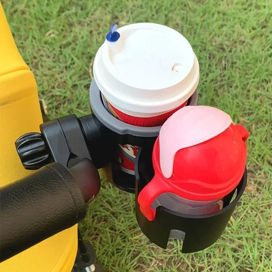 Stroller Cup Holder with Phone Support, Bottle Holder, and Two Cup Holders for Universal Pram Baby Stroller Accessories