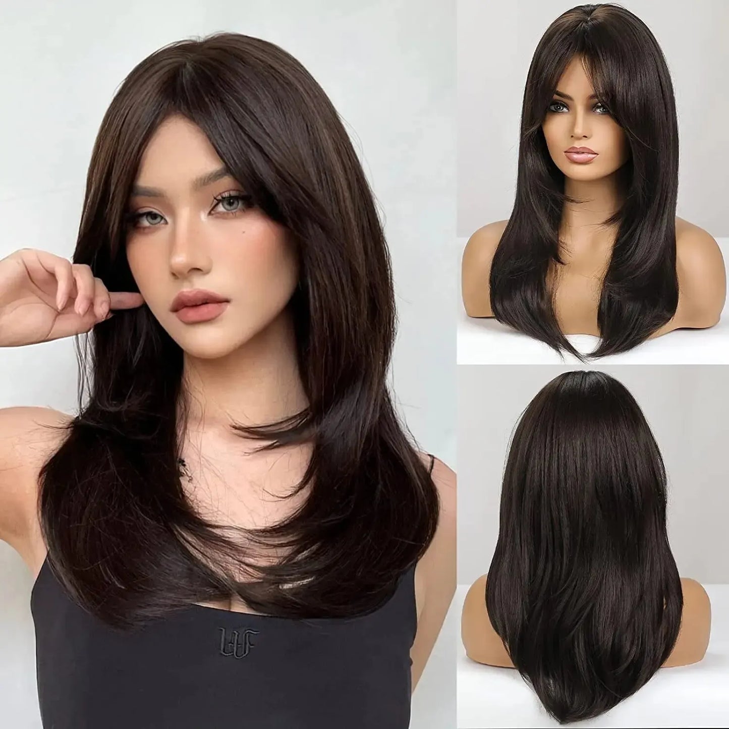 CharmSource Blonde Long Hair Natural Straight Wig, Synthetic Wigs  for Women Daily Party High Density