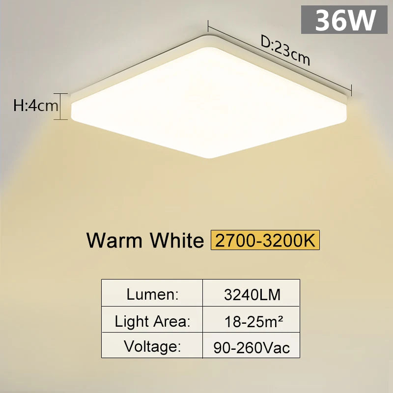Square Led ceiling lamp, bedroom lighting, Neutral white, cold white, warm white, 48W 36W 24W 18W led ceiling light room, MARPOU