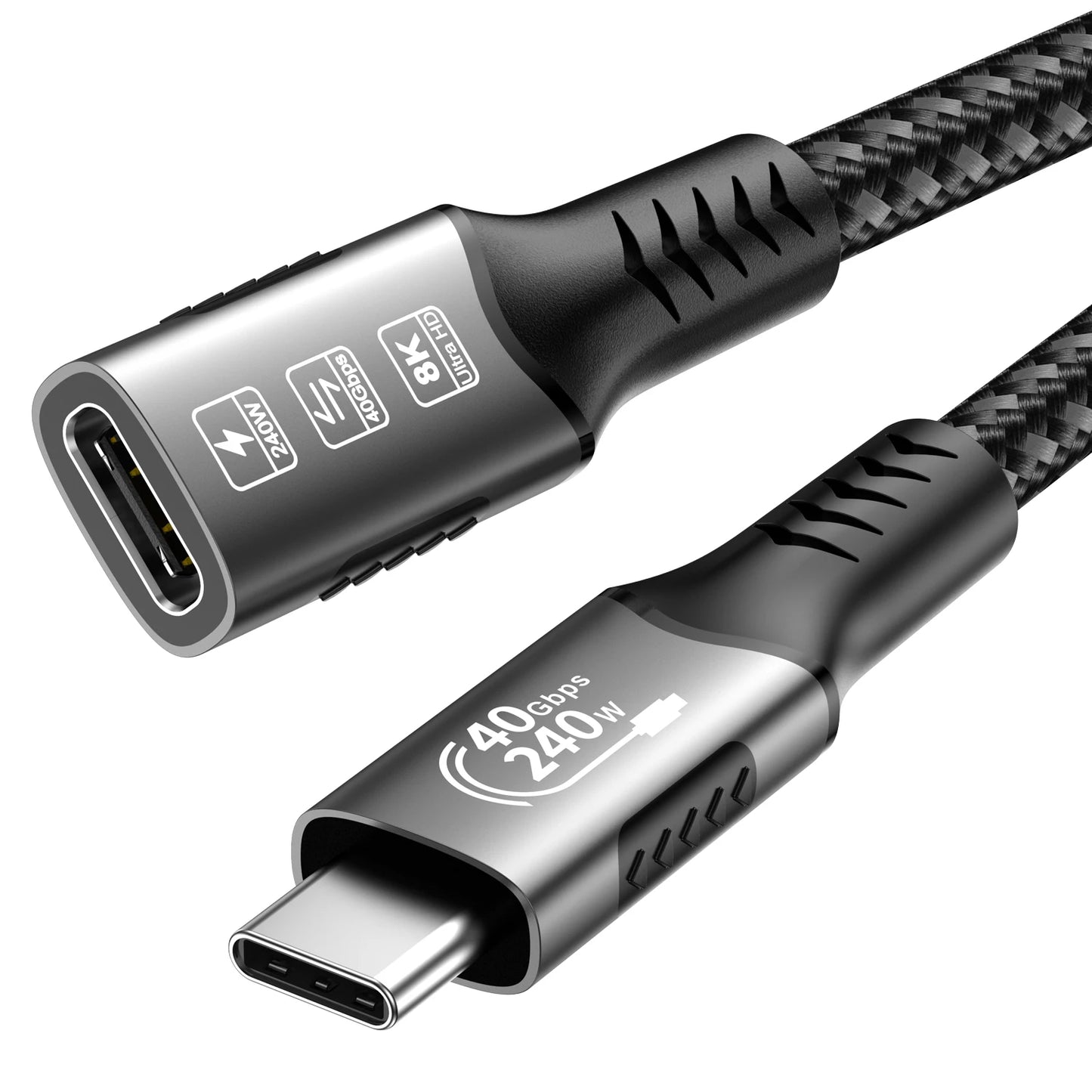 8K USB C 4 Extension Cable, Fast Charging Cable Extender, Male to Female Type C UHD Video 40Gbps 240W PD3.1 with Thunderbolt 4/3